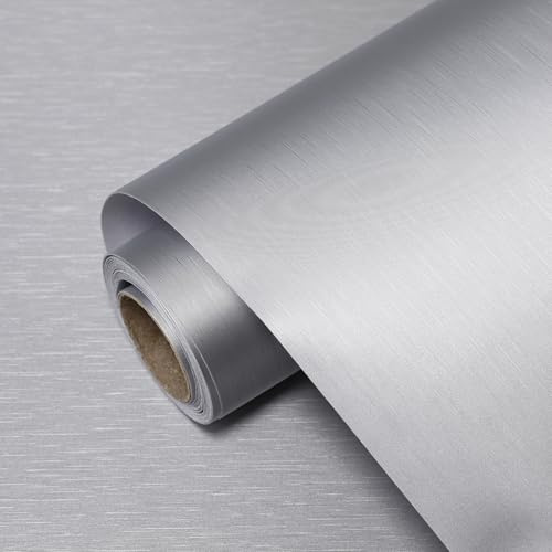 TAPETYLLER Silver Stainless Steel Contact Paper for Countertops Cabinets