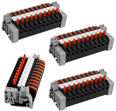 Gokoti Paquet de 40 Bornes sur Rail DIN, Bornes sur Rail DIN -211 0,08-4 Mm², Kit de Bornier Noir, Bloc de Connexion Électrique Facile à Installer