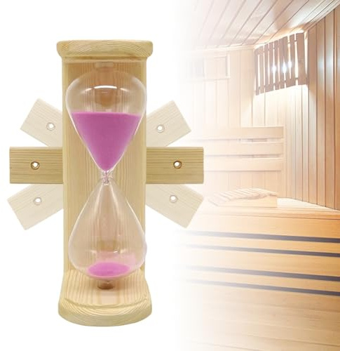 15 Minuten Holz Sauna Timer Sanduhr Sanduhr für Badehaus oder Dampfbad Hitzebeständiger Holzrahmen Kompakt Rose Pink Finish