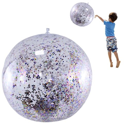 16-Inch Inflatable Beach Ball - Swimming Pool Balls,16in Large Beach Balls For Kids, Swimming Pool Party Favor, Clear And Reusable Ball Party Decoration