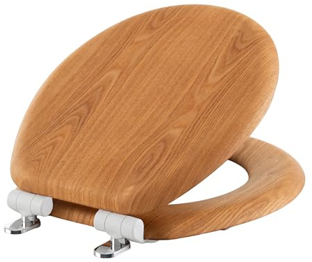 Topseat Wood Toilet Seat in Oak, Round, Soft Close