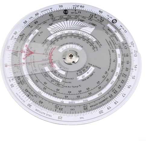 MIKMLYZE E6B-R Regla deslizante circular de computadora de vuelo de aviación con escala incorporada, plóter de navegación de plástico para piloto para entrenamiento de vuelo, cálculos de planificación