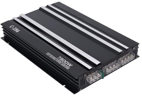 Fabater Bilförstärkare 7800W 4 Channel Class AB Effektförstärkare, 4x100W RMS Kompakt Stereoförstärkare för Bil Lastbil Båt UTV Motorcykel med Lågfrekvensförstärkning, Aluminiumlegering