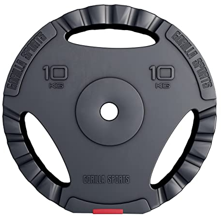 GORILLA SPORTS® Hantelscheiben - Einzeln/Set, 1,25kg, 2,5kg, 5kg, 10kg, 15kg, 17,5kg, 27,5kg, 30kg Gewichte, 30/31mm Bohrung, Tri-Grip, Kunststoff - Gewichtsscheiben, Hantelscheiben-Set
