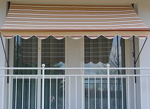 Angerer Freizeitmöbel GmbH Klemmmarkise Exklusiv - Markise für Sonnenschutz - Montage ohne Bohren und Dübeln - ideale Balkonmarkise für Mietwohnungen (Rost-Beige, 350 cm)