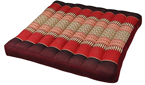 Wilai Kapok Thaikissen, Yogakissen, Massagekissen, Kopfkissen, Tantrakissen, Sitzkissen - Rot/Weinrot (Sitzkissen 50x50x7-82319)
