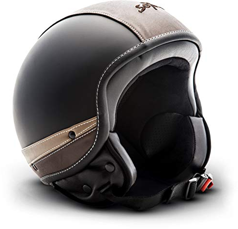 Soxon® SP-301 Urban „Black“ · Jet-Helm · Motorrad-Helm Roller-Helm Scooter-Helm Moped Mofa-Helm Chopper Retro Vespa Vintage Pilot Biker · ECE 22.05 Leather-Design Schnellverschluss Tasche XS (53-54cm)