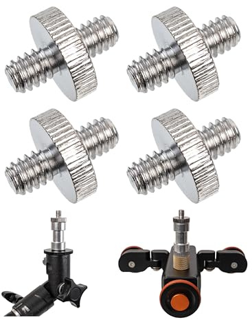 Adapterskruv 1/4-20 till 1/4-20 hongänga, 4 st, adapter hane till hane på båda sidor, reduceringshylsor, skruvadapter, stativskruv, för stativ, ljus, kameratillbehör DSLR