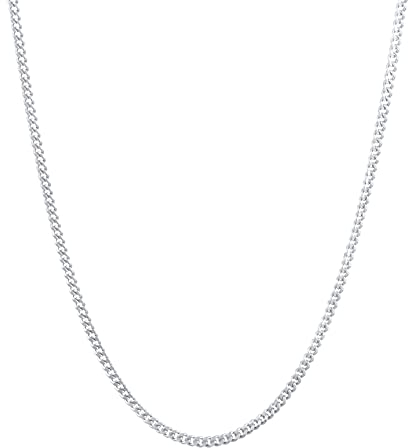 Kuzzoi Herren Halskette Panzerkette (2 mm) für Anhänger Massive Kette für Mann oder Freund Robuste Herrenkette 925 Sterling Silber Länge 50 cm