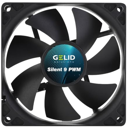 Gelid Solutions Silent 9 PWM Black | Ventilador de 92 mm | Funcionamiento silencioso | Aspas del ventilador optimizadas | Alto flujo de aire | Conector de 4 pines | RPM 1500 | 92 x 92 x 25 mm | Negro