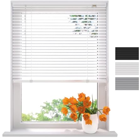 Radeco® Aluminium Jalousie 100 x 250 cm weiß 25mm lamellen, Größen von 40 bis 220 Breite, Fenster jalousien innen, lamellenrollo, Jalousie Aluminium, Jalousie 100 cm breit