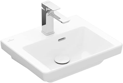 Villeroy & Boch Subway 3.0 Handwaschbecken, 450 x 370 mm, 1 Hahnloch, mit Überlauf, ungeschliffen, 4370FK, Farbe: weiß-alpin