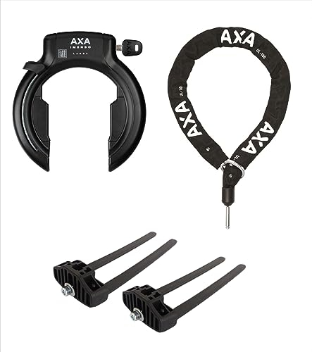Axa Rahmenschloss Imenso Large 75mm abziehbar/nicht abziebar + Kette wählbar + MSZweirad Befestigungsmaterial (Schloss (Schlüssel nicht abziehbar), Kette ULC 100/5,5)