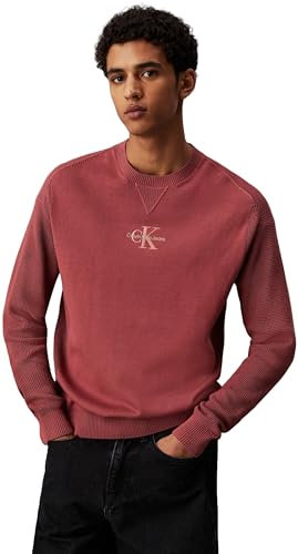 Calvin Klein Jersey Hombre Jersey de Punto, Rojo (Apple Butter), S