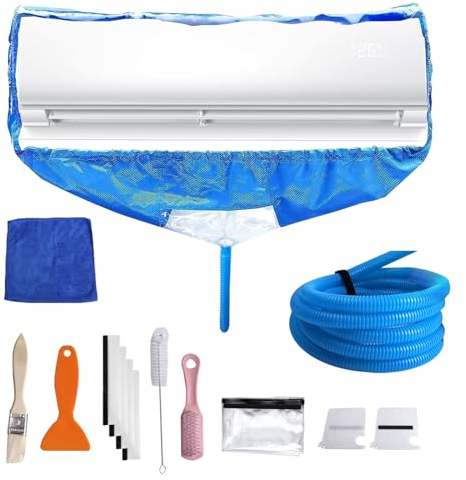 Longzhuo Cubierta de Limpieza de Aire Acondicionado, kit limpieza aire acondicionado, bolsa de limpieza de aire acondicionado, limpieza aire acondicionado split, Con tubo de drenaje(Azul)