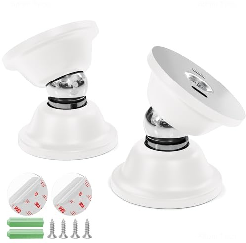 NiHome RV White Magnetic Door Stop for Door Holding & Stopping, Easy Install Non-Obtrusive Design, Flexible Mounting Options for RV, Older Homes & Uneven Doors, Protects Walls(2PCS)