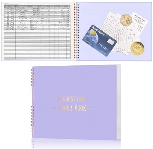 HAUTOCO Libro de contabilidad para pequeñas empresas, seguimiento del presupuesto del hogar con 2 bolsas de almacenamiento, diario de registro de contabilidad, cuaderno de seguimiento de gastos, 10.1