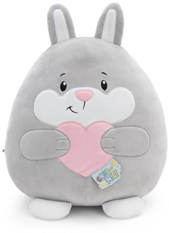 NICI Doudou Chill Lapin avec cœur 20cm - Gris - Peluche Douce, Adorable pour câliner et Jouer, pour Enfants et Adultes, Une Excellente idée Cadeau | 61794