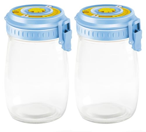 Dorccsi Lot de 2 bocaux de fermentation de 1 000 ml avec grille d'aération - Pots de conservation en verre polyvalents pour fermentation des aliments