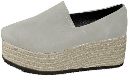 Women's Platform Espadrille Sandals UK Sale Clearance Ladies Slip On Hessian Shoes Espadrilles Wedge Sandal Breathable Closed Toe Pumps Casual Summer Retro Fashion Flatform Wedges Shoe