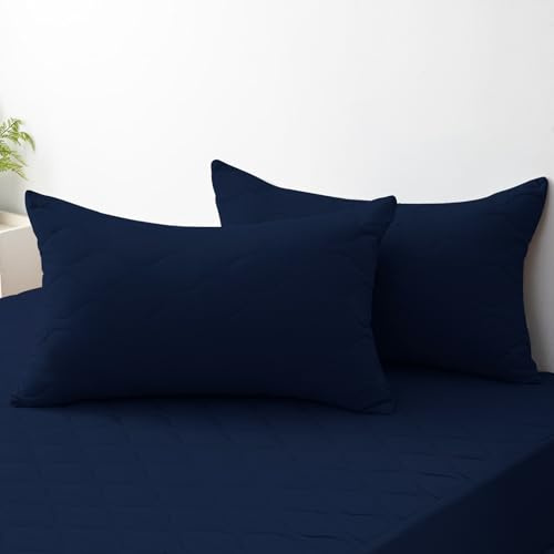 Ystyle Federe Copricuscini Letto Impermeabili 50x80cm (Set di 2), Federa Cuscino Letto Morbida, Super Traspirante, Chiusura a Busta, Federa da Cuscino Antiacaro e Ipoallergico, Navy