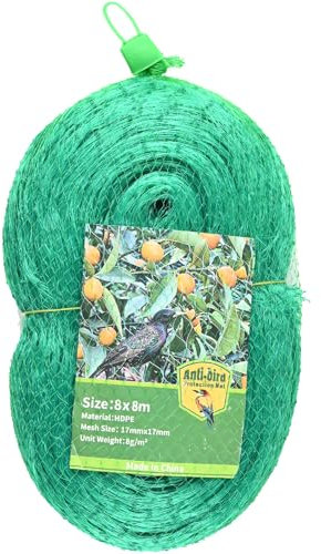LINSOCLE Filet Anti Oiseaux 8m x 8m - Filet de Protection Ideal pour Jardin, Potager, Cerisiers, Arbres Fruitiers & Légumes - Filet Protection Fraisier - Filets pour Jardin - Anti Pigeon