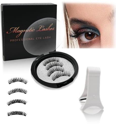 Lot de 2 paires de cils magnétiques réutilisables, avec aimant artificiel naturel, extensions de faux yeux, faciles à appliquer et à enlever