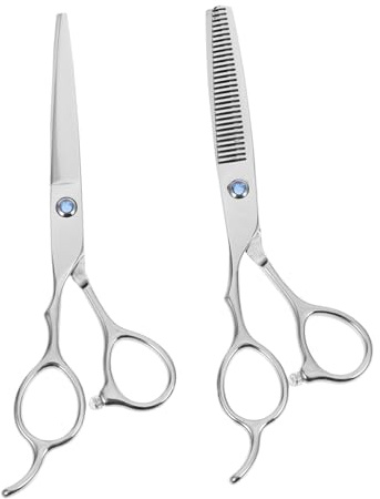 BAZEITFLOW 2 piezas Tijeras Peluquería Profesional para Zurdos de Acero Inoxidable Tijeras Planas Entresacar Diseño Ergonómico para Corte Preciso y Cómodo