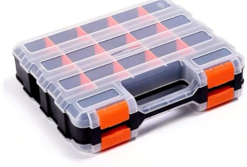 VGECEE Organizador de herramientas Sortmaster con 34 compartimentos, herramientas pequeñas, caja organizadora, maleta, herramientas, piezas pequeñas, tornillos de doble cara, cajas de clasificación