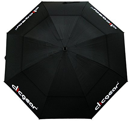 Clicgear Double-Canopy 68” Wind Resistant Umbrella for Sun and Rain (Black)