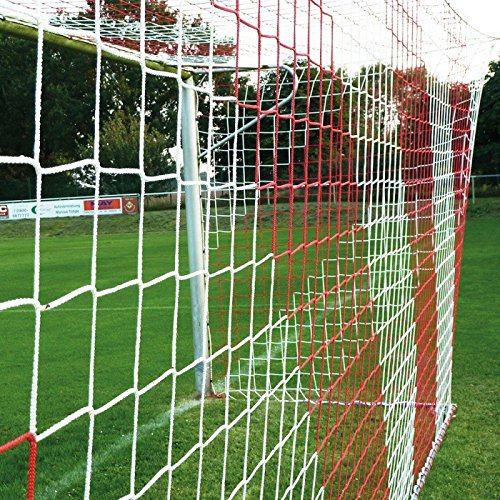 Fußball Jugend Tornetz Fußballtornetz 5,15 m x 2,05 m Tiefe Oben 1,00 unten 1,00 m Fußballnetz eifarbig PP 4 mm Farbe Rot/Weiß Knotenlos