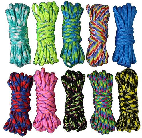 10er Paracord Seil Schnüre 4mm Farbe Nylonseil für DIY Handgemachte Webart Survival Nylon Seil Armband Schlüsselanhänger Zeltseil Outdoor Camping Aktivitäten Seil Anhänger Cord Dekorativer Anhänger