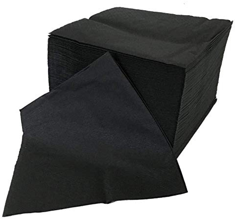 sellaviva Cocktail-Servietten Schwarz - 1/4 Falz 24x24, 2lagig - Zellstoff Einwegservietten - Farbe: Schwarz unifarben - Untersetzer für Drinks oder für BBQ, Feiern, Party - 100 Stück