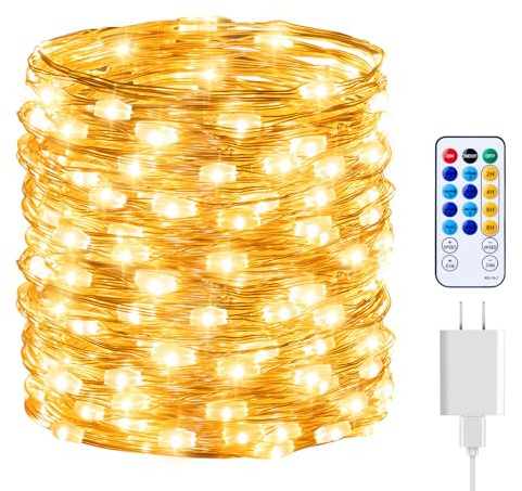 Fairy Lights with Remote, 8 Modes & Timer, 66 Feet 200 Led Christmas Light Twinkle Lights Plug in, Waterproof String Lights for Bedroom Decor Home Girl's Room Garden Party Christmas Decorations