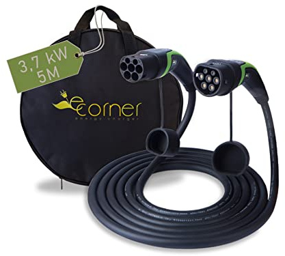 E-Corner Cavo Ricarica Auto elettrica Versione 2.0 Presa Tipo 2 - Spina Tipo 2 16A 230V Monofase | 5M