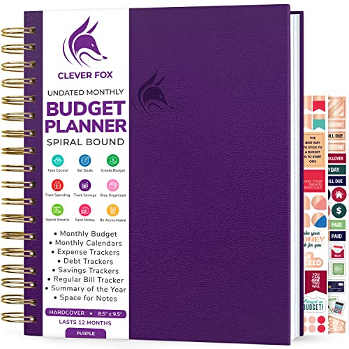 Clever Fox Budget Planner – Coiled Finance Book, Monthly Financial Journal, Budgeting Organizer & Expense Tracker Notebook, 8.5x9.5″ (Purple)
