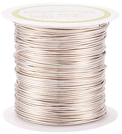 Beadthoven 21 Gauge (0,7 mm) fläckbeständig koppartråd 13 m/42 fot, böjbar metalltråd i silver för smycken, pärlor, skulptur, hantverk