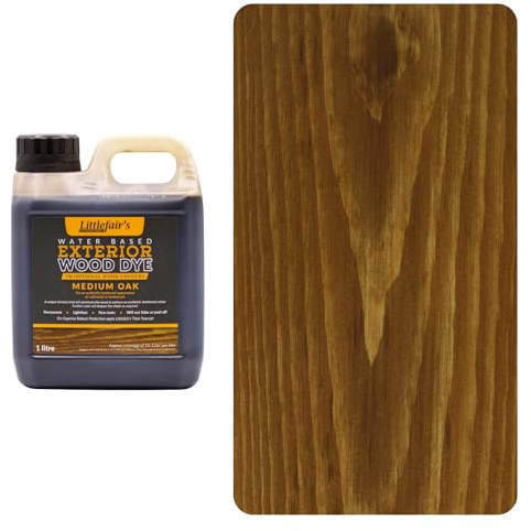 Littlefair's Holzlasur Außen 1ltr - Holzlasur Für Natürliche Holzmaserung - Wasserbasierte Holz Lasur - Schnell Trocknend, Schützt Und Umweltfreundlich - Farbe:Mittlere Eiche)