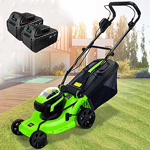 Tosaerba a Spinta Senza Fili, arieggiatore Senza spazzole da 40 V con Batteria e Caricabatterie da 4,0 Ah, 6 Altezze di Taglio, Cesto raccoglierba da 40 Litri, spazzatrice da Giardino