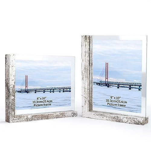 RLAVBL Marcos de Fotos 20X25 Set de 2,Marco de Fotos con Motivo de Abedul Doble Cara en Forma de L,Para La Colocación Sobre La Mesa, Horizontal