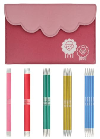 KnitPro Aguja de tejer Zing de doble punta, en estuche de tela, longitud 15 cm 2,00, 2,50, 3,00, 3,50 y 4,00 mm