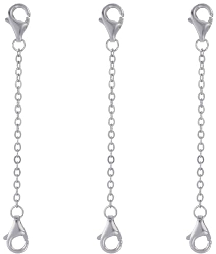 CREATCABIN 3 pz Prolunghe per Catena Portacavi 925 Prolunghe per Catena in Argento Sterling per Collana Maglie di Catena Regolabili con Chiusure A Doppio Artiglio di Aragosta per Creazione di 50mm