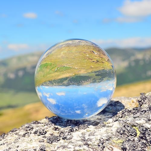Glaskugel: K9 80mm Kristallkugel Klare Kugel Glaskugel Fotografie Klare Kristallkugel mit Ständer Geschenkbox für Fotografie Zubehör Lensball Wahrsagerkugel Geschenk für Hobbyfotografen