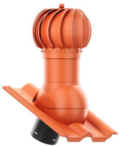 KRONO-PLAST Entlüfterkamin ROTOLINE 150 für Betondachziegel Brass Frankfurter, Benders Mecklenburger, ProDach - Doppelrömer Dachziegel Lüfter Dachlüfter (Ziegelrot/klassisch-rot)
