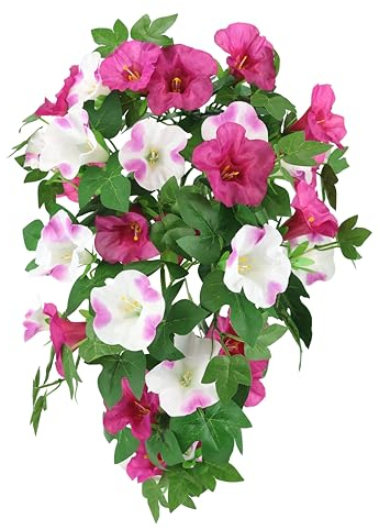 Flair Flower Kunstblumen Hänge-Pflanze mit Blüten Künstliche Blumen Seidenblumen Sommerblüher Hängeblume Hängend Seidenblumen Kunstpflanzen Terrasse Balkonpflanzen Terrassendeko, Petunienhänger