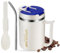 Kytpyi Tazas de Cafe, 500ml Moda Termo Cafe Acero Inoxidable con Tapa 1 Cuchara Plegable 1 Pajita para Casa Escuela Oficina (Azul)