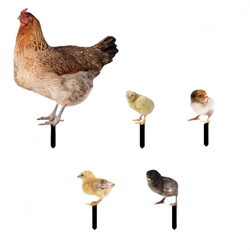 HJYDGJ Lot de 5 piques de jardin en forme de poules - Décoration de jardin - Décoration de jardin - Décoration de jardin - Figurine poule - Figurine d'animaux - Piquet de poules