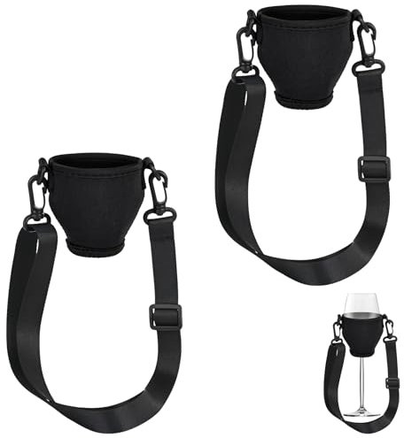 elthmpr Porte-verre à Vin Porte Gobelet Cou - Porte-verre à Vin Portable 4 Pièces Portes Verres Suspendu avec Lanière Support pour Cou Fête