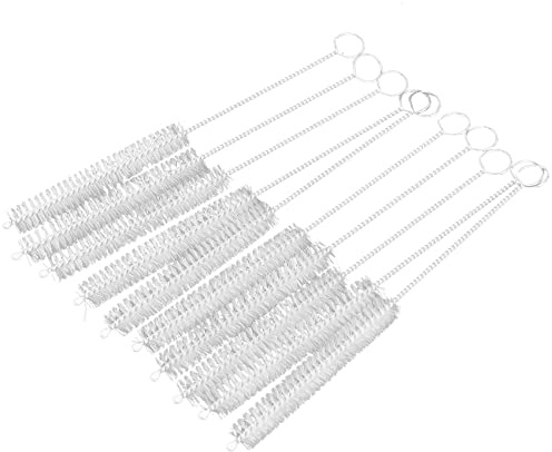 Fobufue 10 Pcs 10mm Dia Chemistry Test Tube Bottle Nylon Washing Brush Tool White