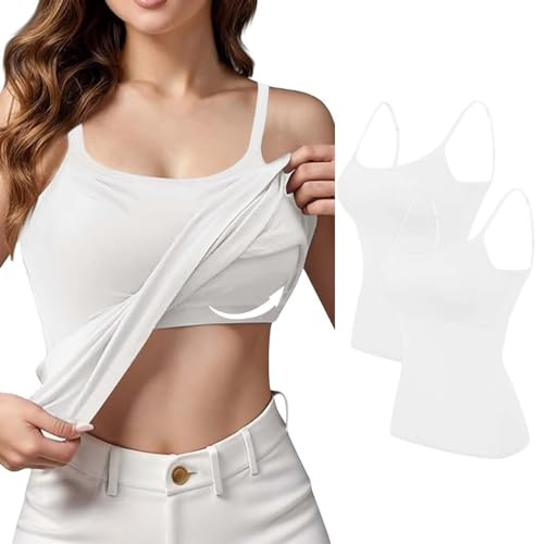 2-pack linnen kvinnor UK inbyggd BH plus size hylla bh väst toppar justerbar spagettirem sport gym yoga linne sommar bas mjuka bekväma ärmlösa undertröjor